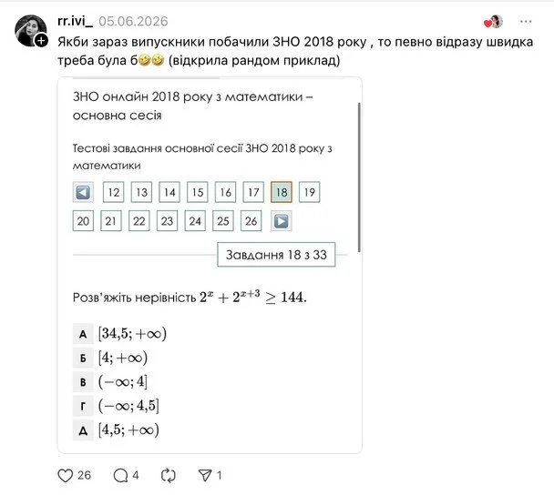 Діти не засвоїли основи: нескладне завдання з математики на НМТ-2026 здивувало Інтернет 44c003149e3a6d85467d6b08bd27c9e8 - Діти не засвоїли основи: нескладне завдання з математики на НМТ-2026 здивувало Інтернет